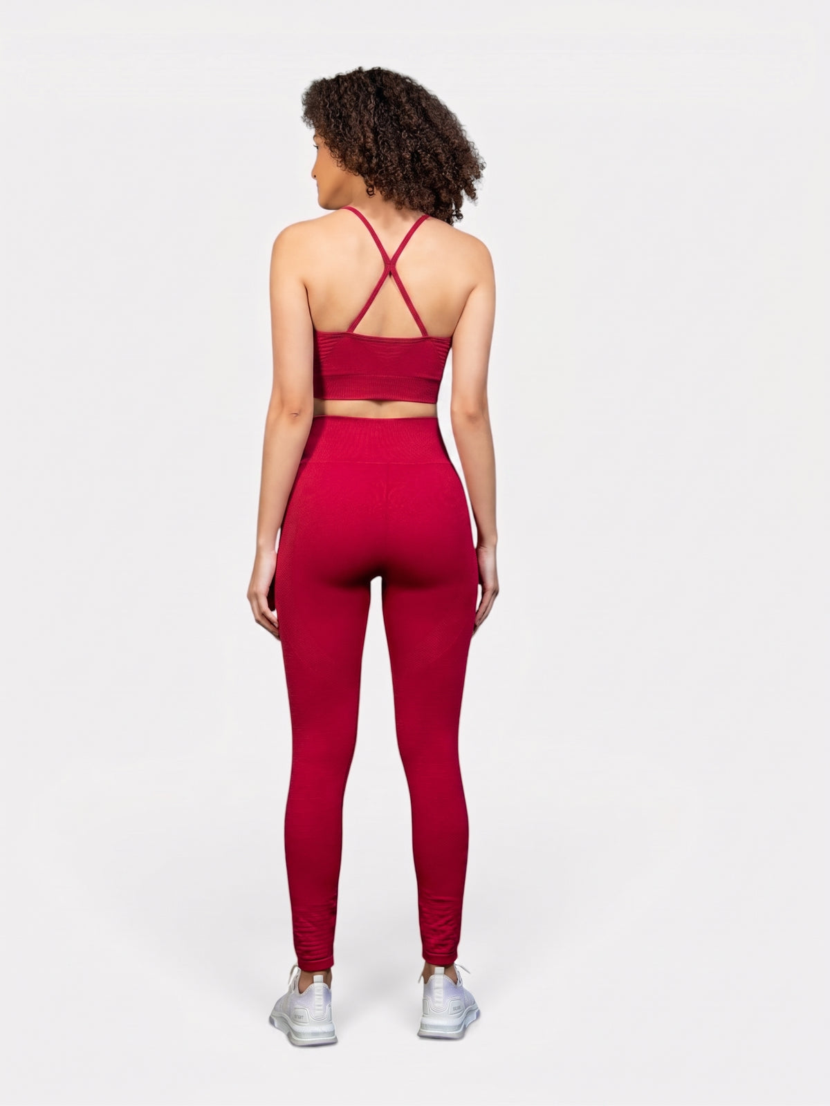 W-Lotus Seamless Strappy Cross-Back 2-Piece Yoga Workout Set (Bra & Leggings)