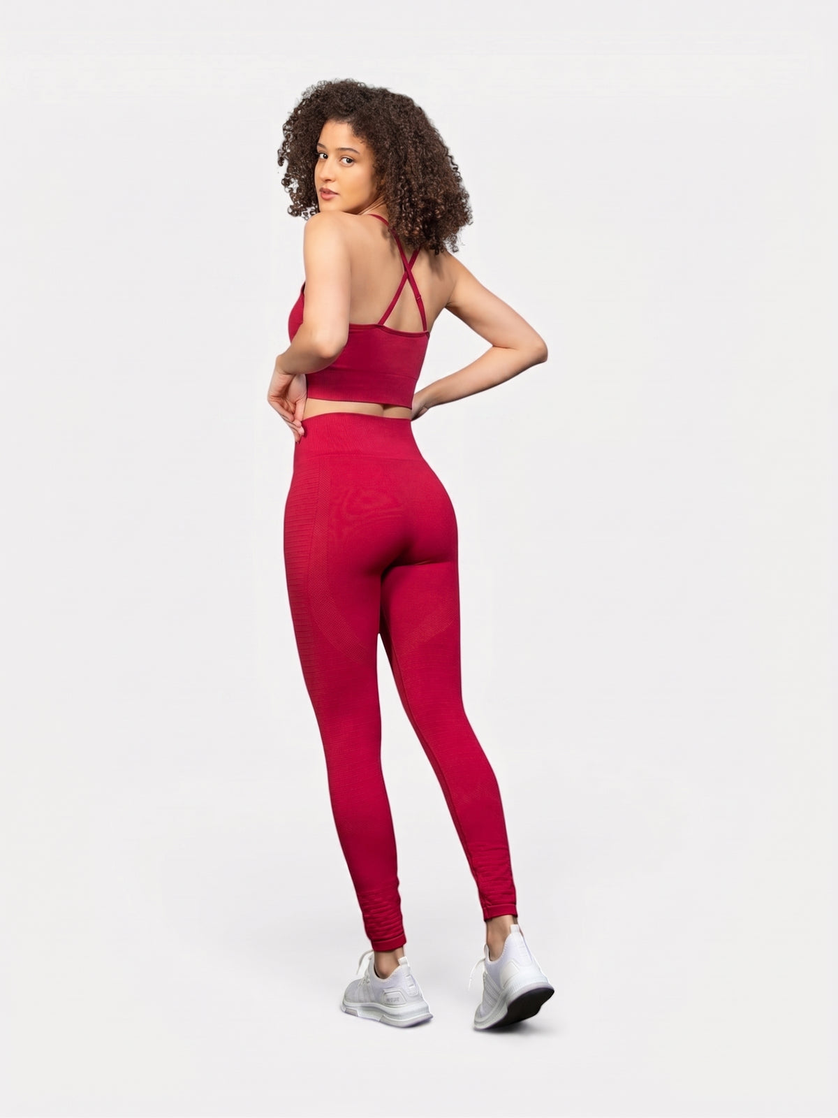 W-Lotus Seamless Strappy Cross-Back 2-Piece Yoga Workout Set (Bra & Leggings)