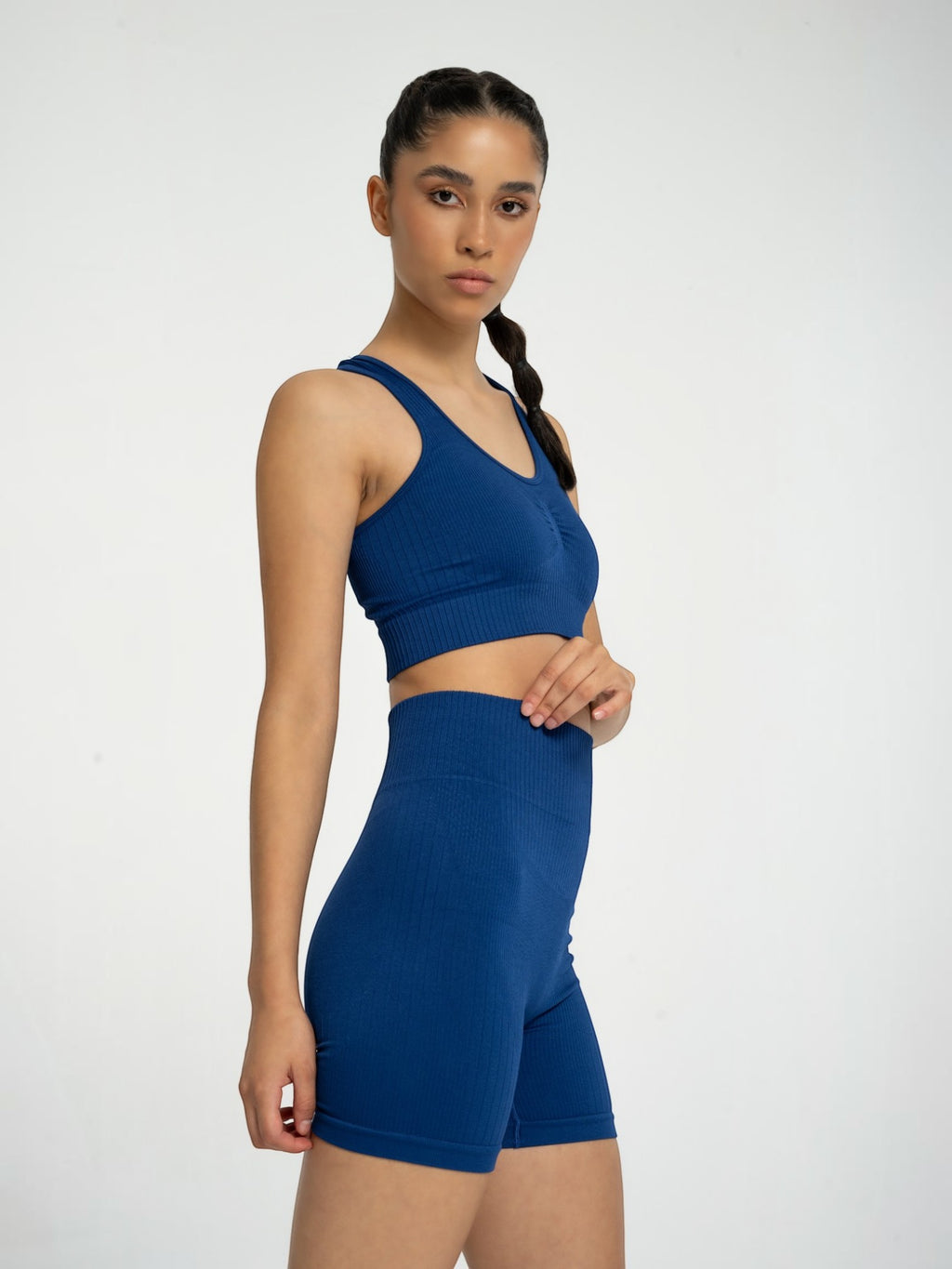 W-Line Seamless Push-Up High-Waisted Ribbed Shorts