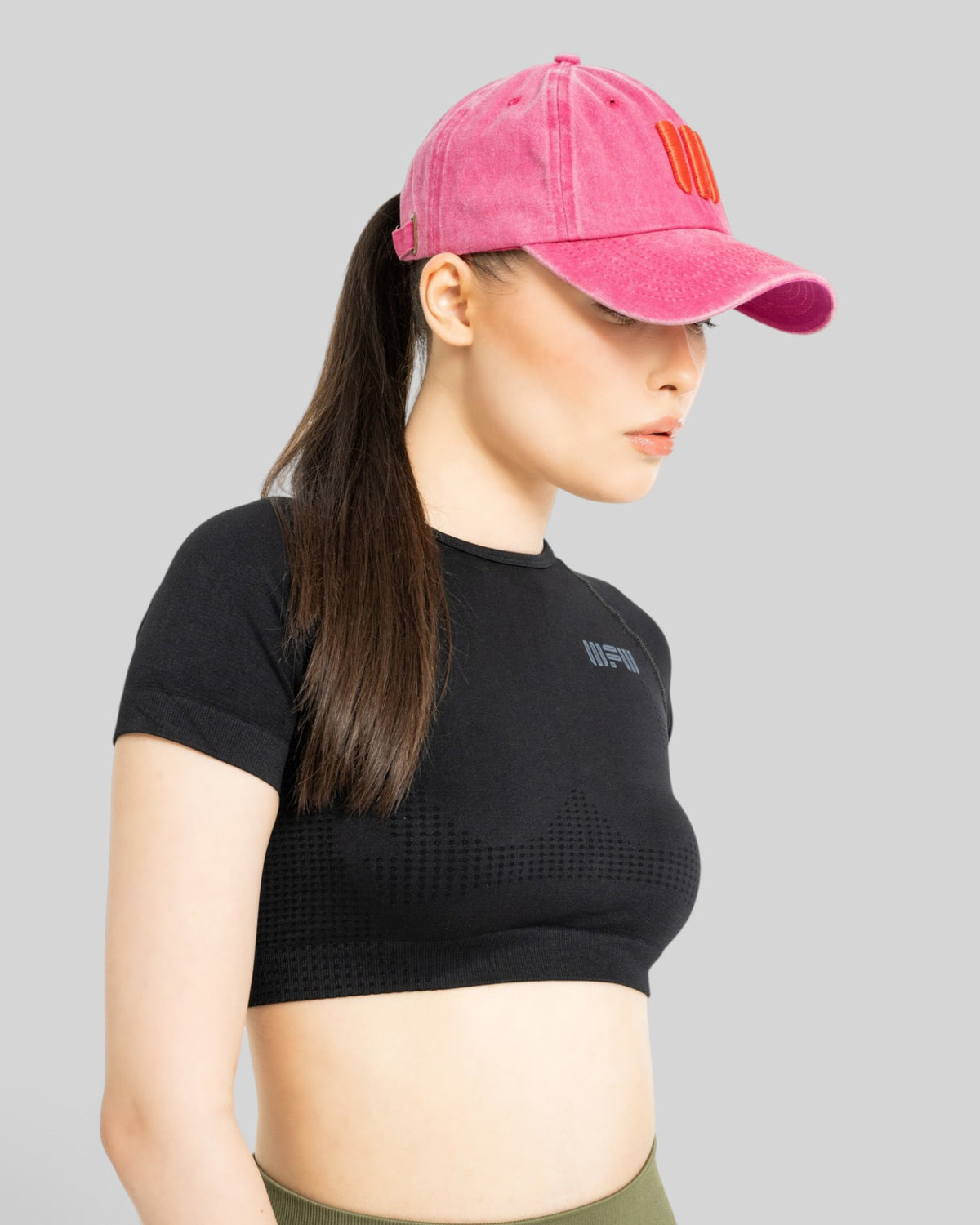 Acid-Wash Embroidered Cap (Pink)