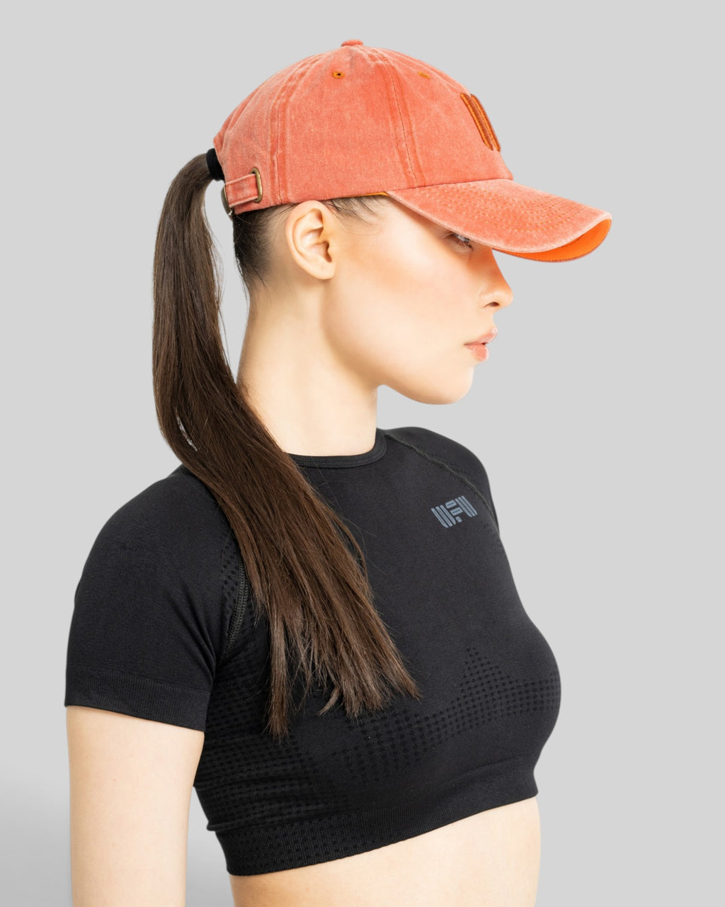 Acid-Wash Embroidered Cap (Orange)