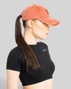 Acid-Wash Embroidered Cap (Orange)