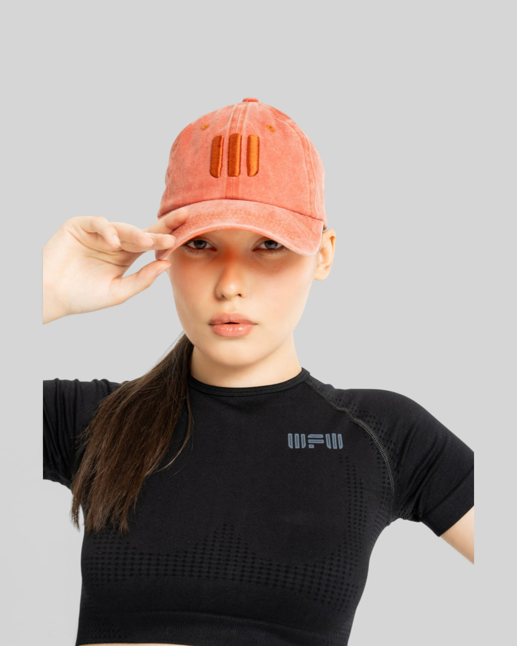 Acid-Wash Embroidered Cap (Orange)