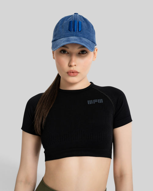 Acid-Wash Embroidered Cap (Blue)