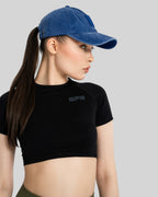 Acid-Wash Embroidered Cap (Blue)