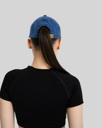 Acid-Wash Embroidered Cap (Blue)