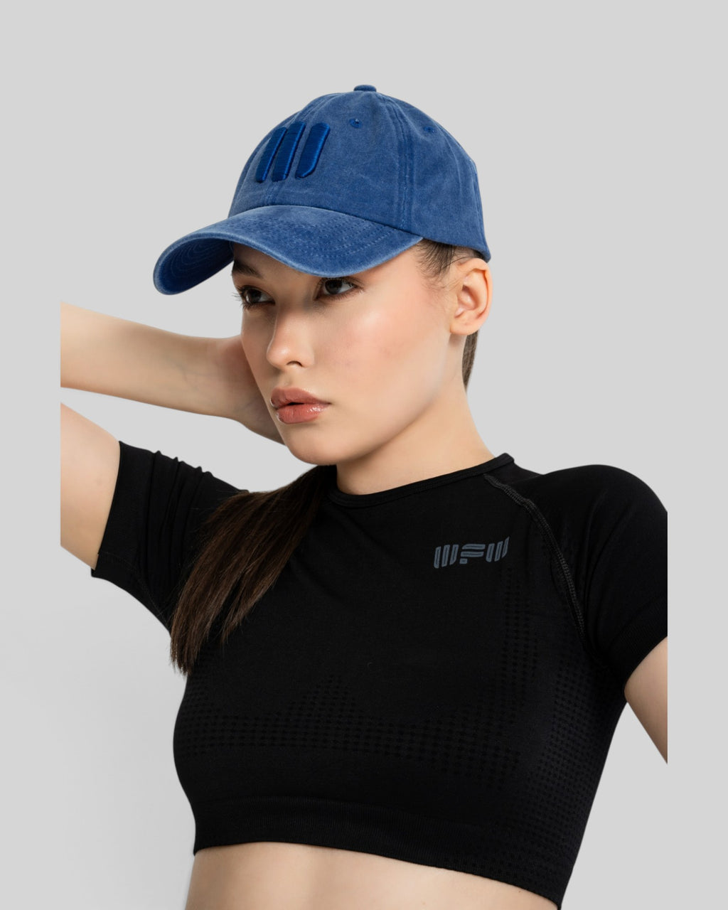 Acid-Wash Embroidered Cap (Blue)