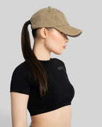 Acid-Wash Embroidered Cap (Beige)